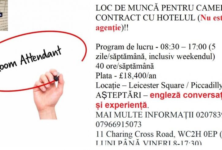 Locuri munca Hoteluri Londra - Agentia Calibre International