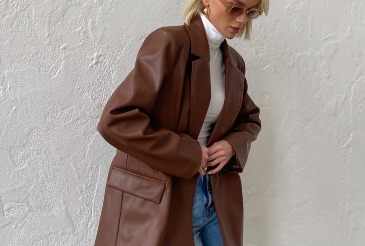 Sacou Dama Culoare Maro Din Piele Eco - Livrare in UK