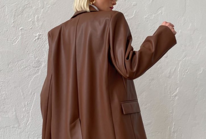 Sacou Dama Culoare Maro Piele Eco - Livrare in UK