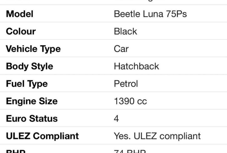 Vand Masina Volkswagen Beetle In Romford, Londra