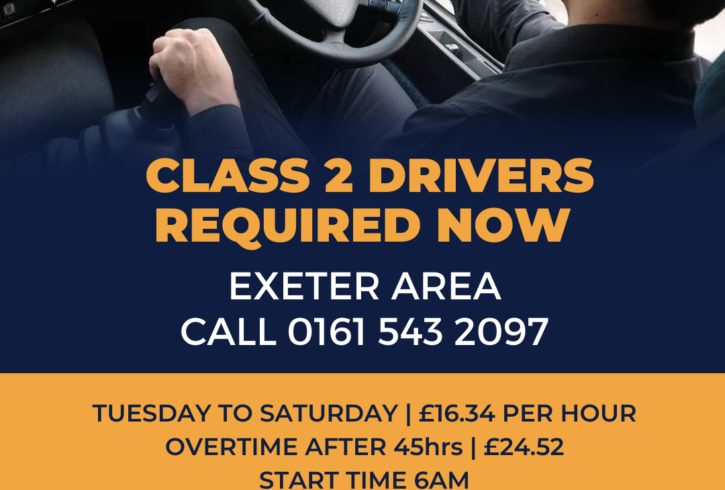 Munca Sofer Camion Class 2 In Exeter, UK