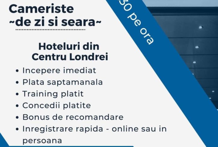 Locuri de Munca Cameriste Zi si Seara - Hotel 5 Stele