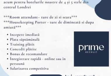 Loc De Munca In Hotel De 5 Stele Pentru Cameriste In Centrul Londrei, UK