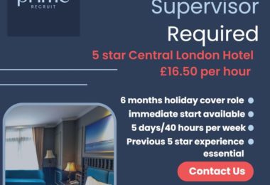 Recrutam Housekeeping Supervisor Hotel in Londra, UK