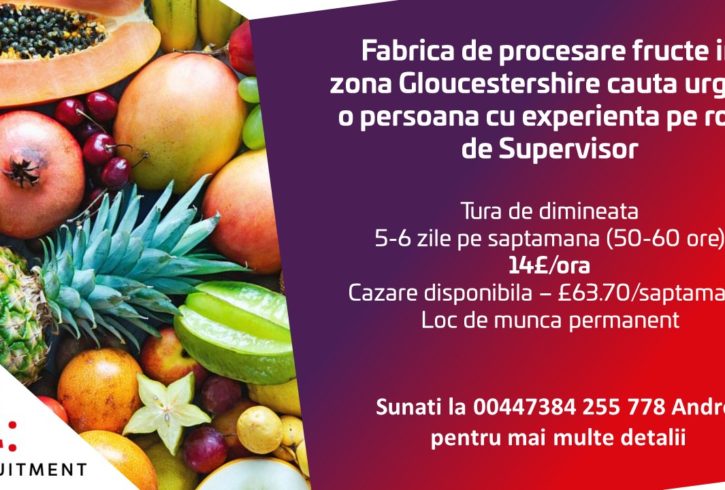 Munca Supervisor In Fabrica In Gloucestershire, UK