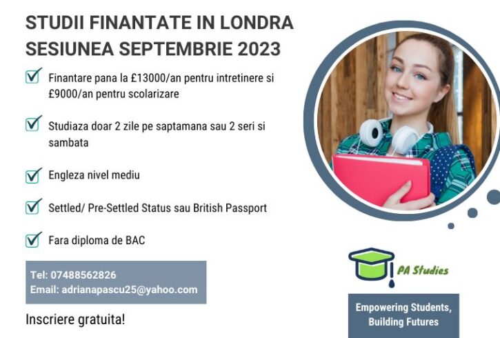 Studii Finantate in Londra Sesiunea Septembrie 2023