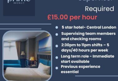 Muncă Supervisor Housekeeping În Hotel În Centrul Londrei, UK