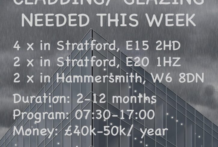 Locuri de Munca Fixeri Cladding Glazing in Londra, UK