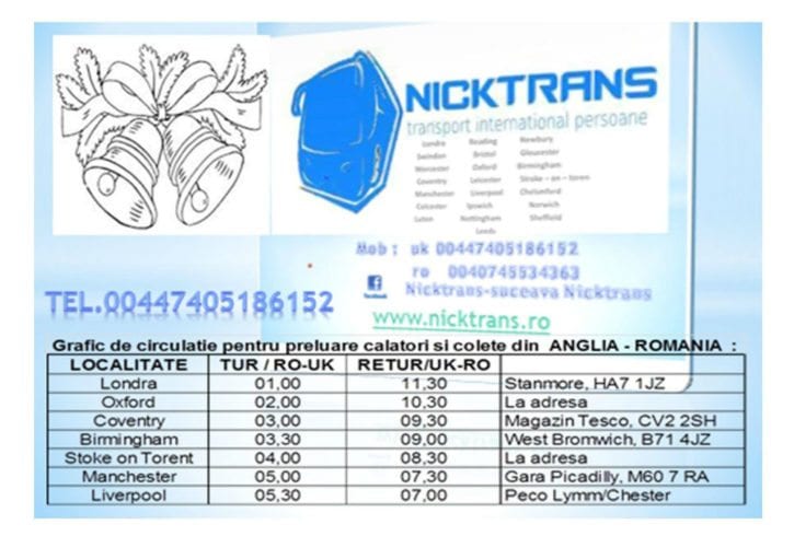 Oferim servicii de transport persoane si coletarie UK-RO & retur