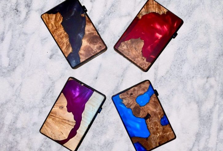 Portofel Suport Card Blocare RFID din Lemn + Rășină