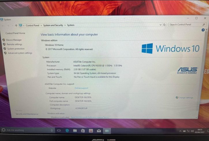 Vand Laptop Asus E203N in Milton Keynes, UK