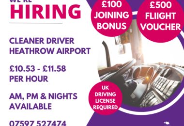 Munca Sofer Pentru Curatenie la Aeroportul Heathrow, Londra