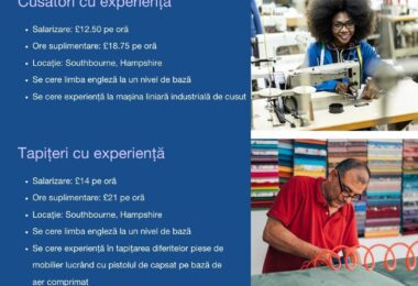Munca Cusatori Si Tapiteri In Southbourne, UK