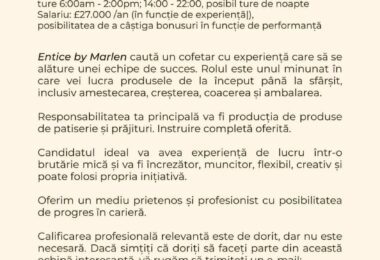 Munca Patiser/Cofetar In Barnet, Londra