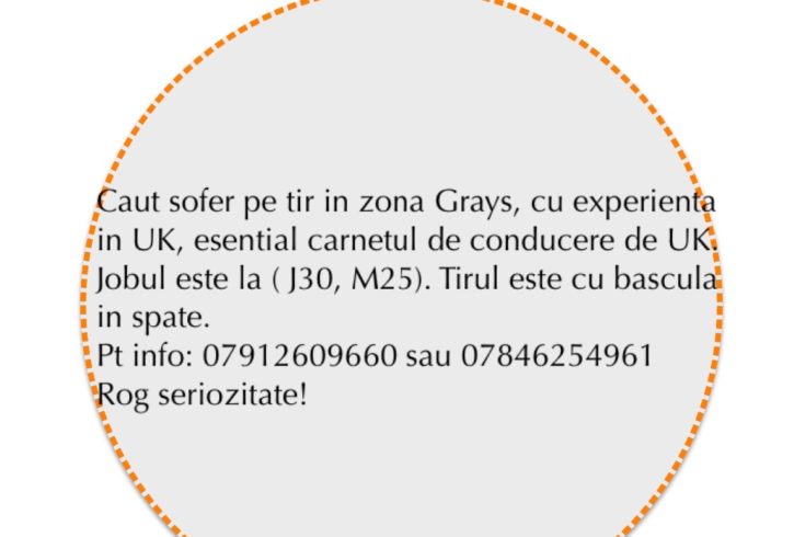 Job sofer de tir bascula cu experienta in UK