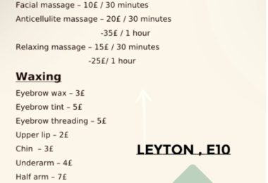 Servicii Infrumusețare si Masaj in Leyton Londra