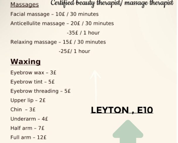 Servicii Infrumusețare si Masaj in Leyton Londra