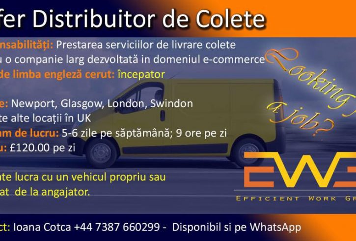 Angajam soferi cat B distributie colete in UK Londra SW2 Angajam soferi cat B distributie colete in UK Londra SW2