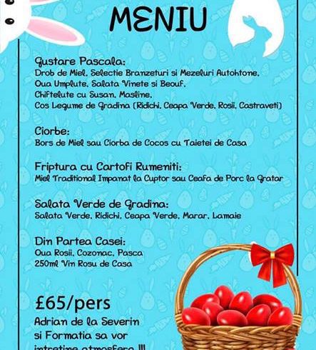 Sarbatoare Pascala la restaurant Hanul Lăutarilor Watford Londra WD17