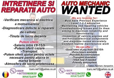 Angajam mecanic auto in Marea Britanie