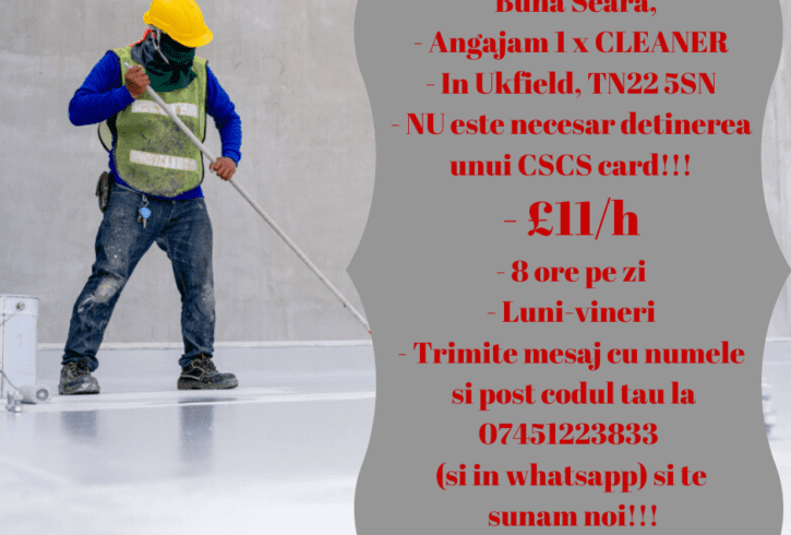 Angajam CLEANER in Ukfield East Sussex